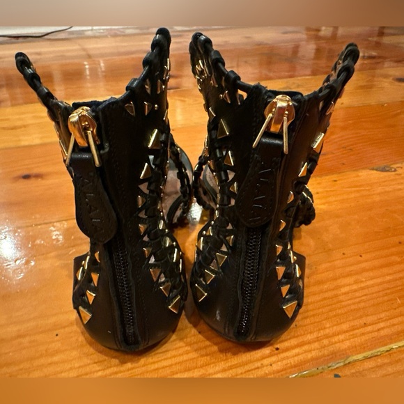 Alaia black leather gladiator sandals with gold studs size 7 - Picture 8 of 12